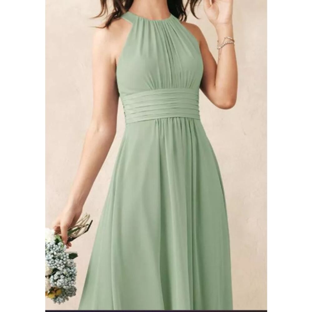 AW BRIDAL 14 1X plus sage green Dorian wedding formal party maxi dress NEW B135
